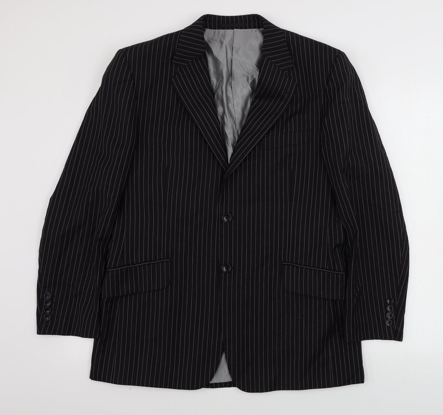 Mens UK Size 40 Charlton Gray Regular Black Suit Jacket