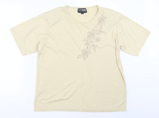 Womens UK Size One Size Casamia Beige Basic T-Shirt