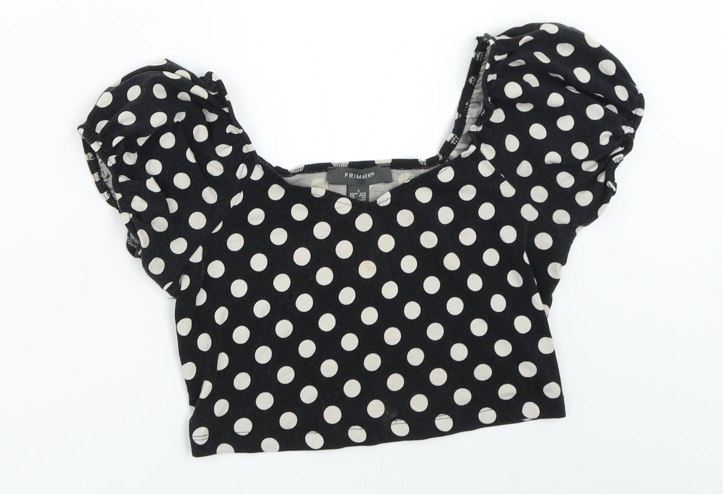 Primark Womens Black Polka Dot  Cropped Blouse Size S