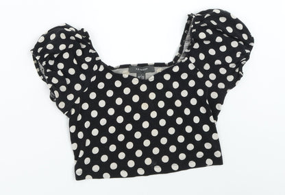 Primark Womens Black Polka Dot  Cropped Blouse Size S