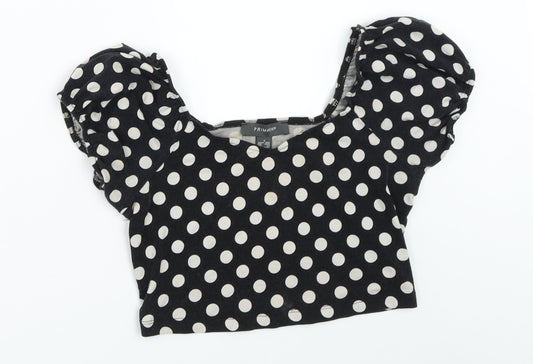 Primark Womens Black Polka Dot  Cropped Blouse Size S