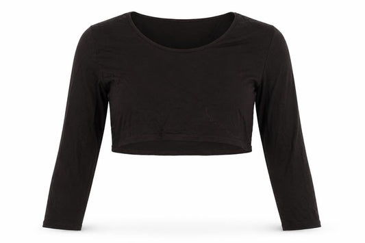 Front view of Rokoko women’s brown cropped t-shirt, size UK 24