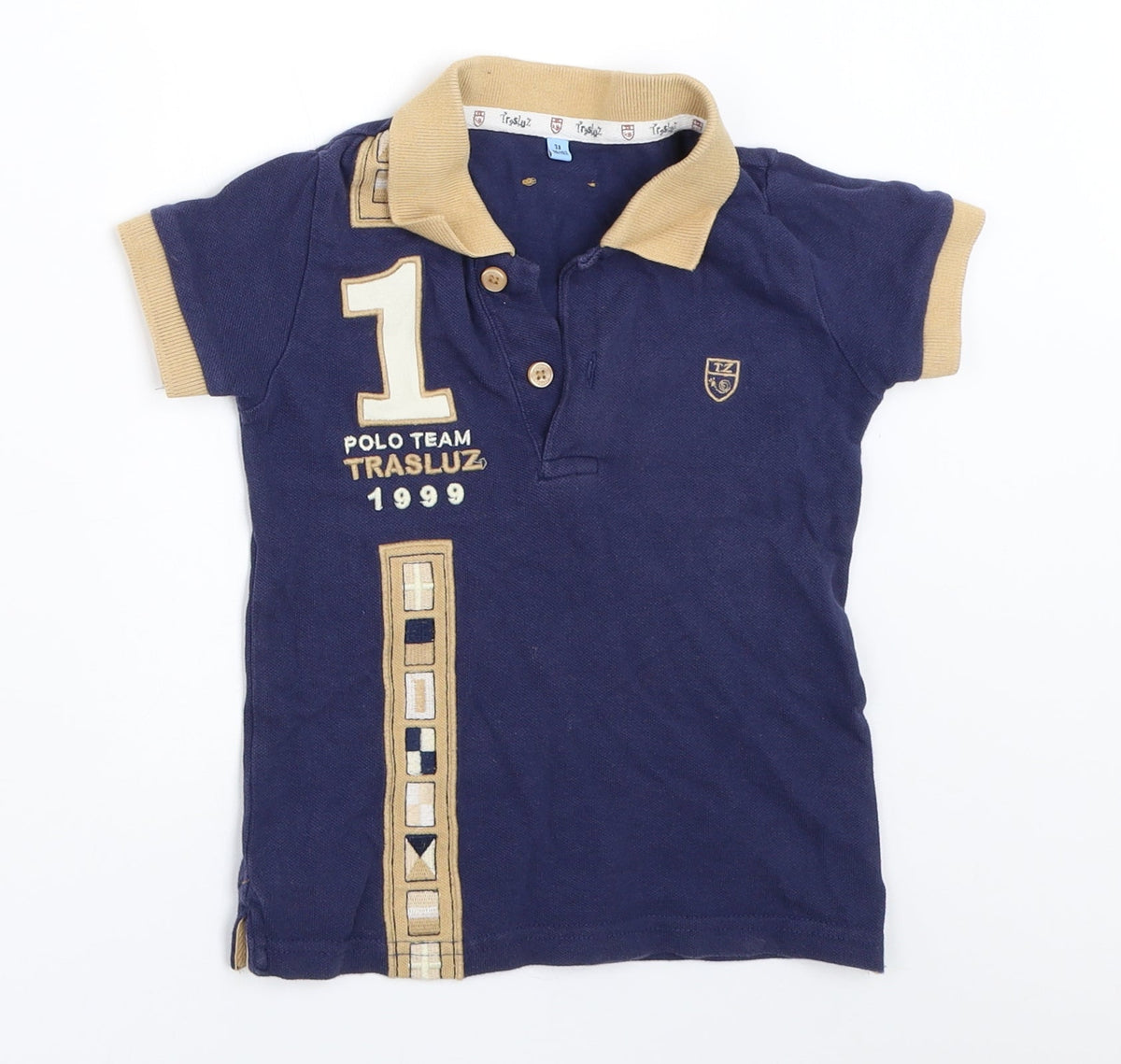 Additional front view of Trasluz boys’ blue basic polo, size 3, years