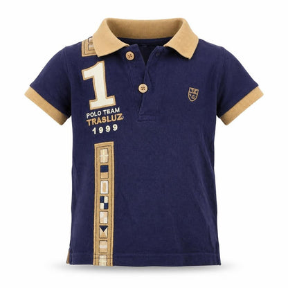 Front view of Trasluz boys’ blue basic polo, size 3, years