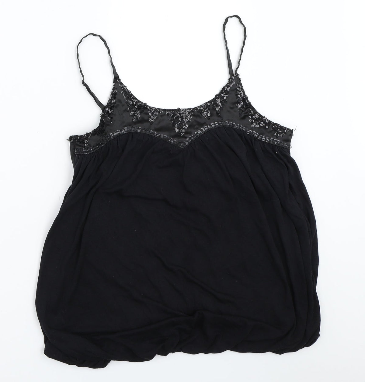 Additional front view of Status Moda women’s black camisole blouse, size XS