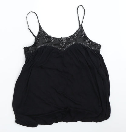 Additional front view of Status Moda women’s black camisole blouse, size XS