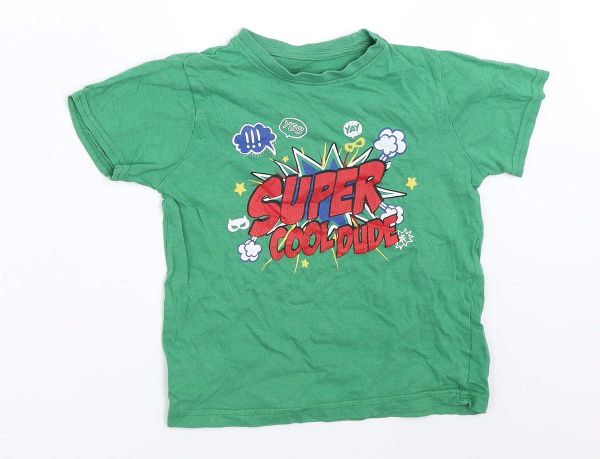 Additional front view of Primark boys’ green basic t-shirt, size 5-6, years