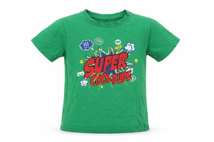 Front view of Primark boys’ green basic t-shirt, size 5-6, years