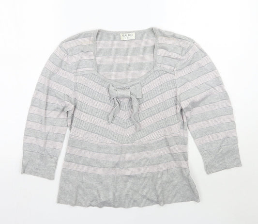 Kaliko Womens Grey Striped  Pullover Jumper Size 16
