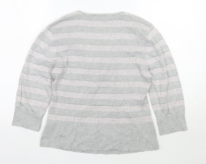 Kaliko Womens Grey Striped  Pullover Jumper Size 16