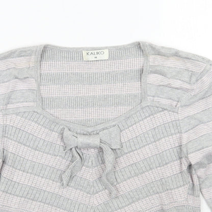 Kaliko Womens Grey Striped  Pullover Jumper Size 16