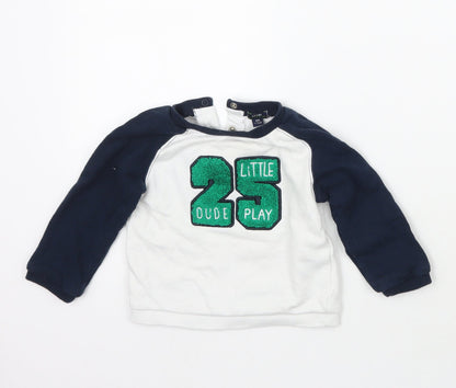 Kiabi Boys White   Pullover Jumper Size 18-24 Months