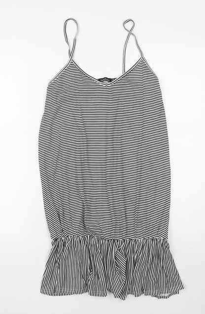 Boohoo Womens White Striped  A-Line  Size 8
