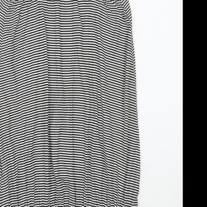 Boohoo Womens White Striped  A-Line  Size 8