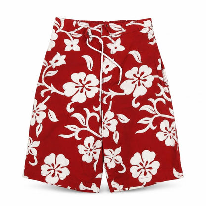 Front view of George boys’ red floral bermuda shorts, size S