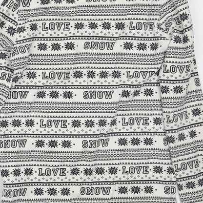 Marks and Spencer Girls White Geometric  Basic T-Shirt Size 11 Years