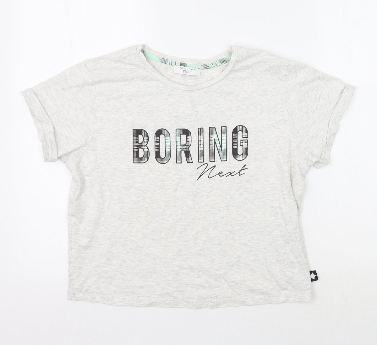 Additional front view of New Look girls’ grey basic t-shirt, size L