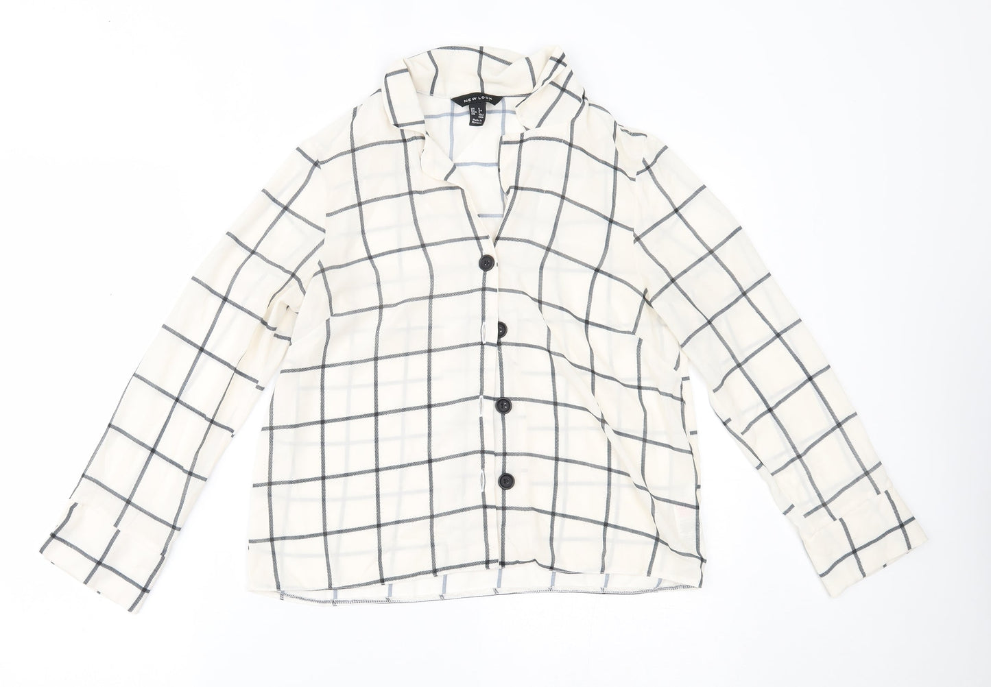 Womens UK Size 6 New Look White Basic Button-Up