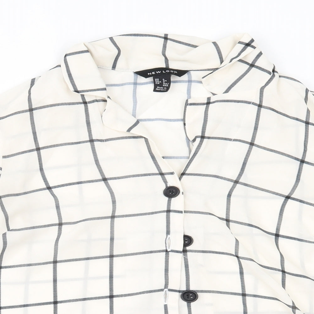 Womens UK Size 6 New Look White Basic Button-Up