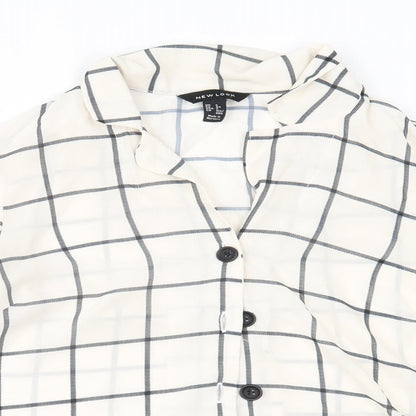 Womens UK Size 6 New Look White Basic Button-Up