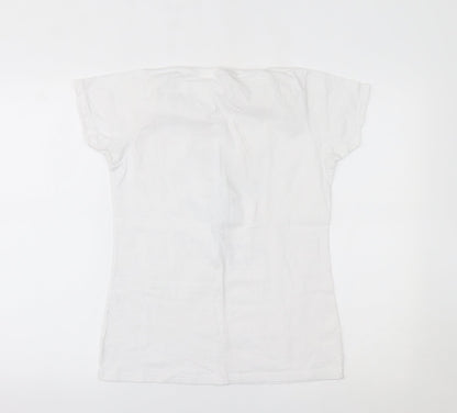 Womens UK Size S Fruit of the Loom White Basic T-Shirt