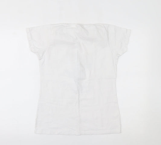 Womens UK Size S Fruit of the Loom White Basic T-Shirt