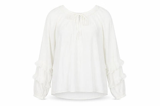 Front view of VILA women’s white basic blouse, size UK 6