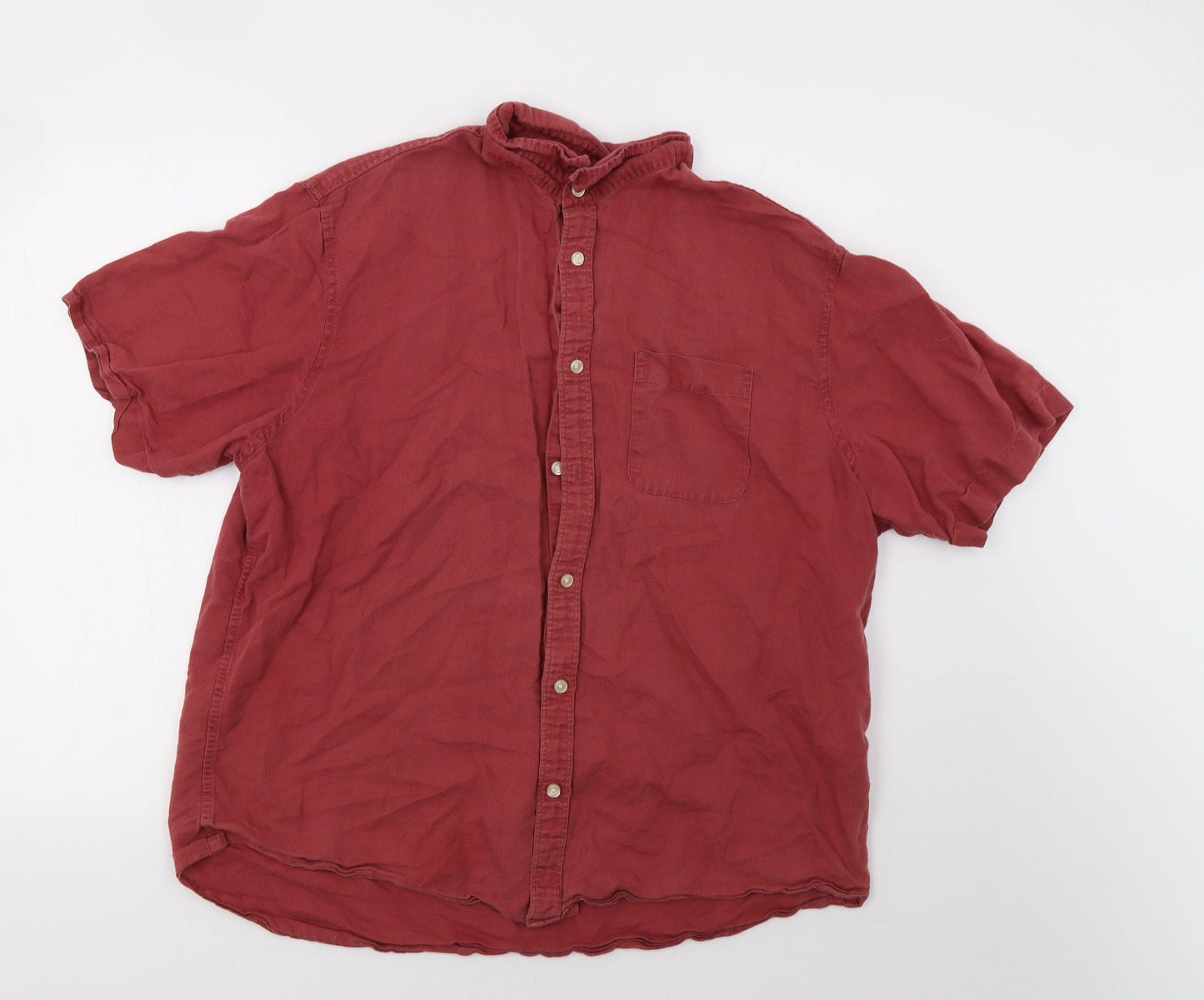 Mens UK Size XL M&S Red  Button-Up Short Sleeve Casual Shirt