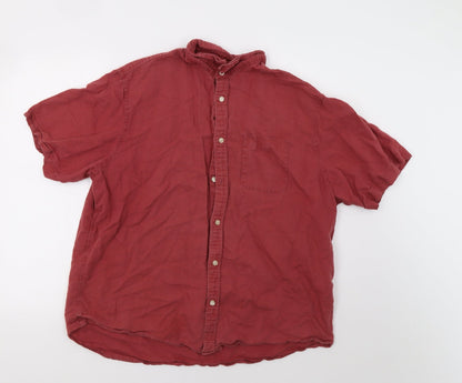 Mens UK Size XL M&S Red  Button-Up Short Sleeve Casual Shirt