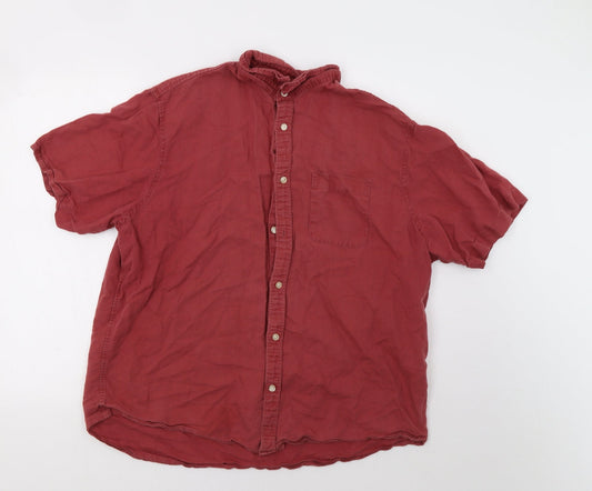 Mens UK Size XL M&S Red  Button-Up Short Sleeve Casual Shirt