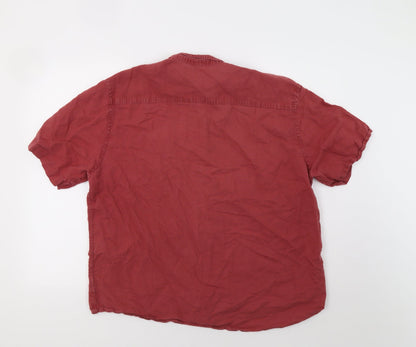 Mens UK Size XL M&S Red  Button-Up Short Sleeve Casual Shirt