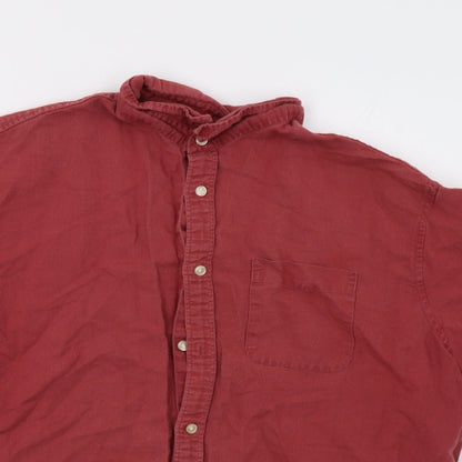 Mens UK Size XL M&S Red  Button-Up Short Sleeve Casual Shirt