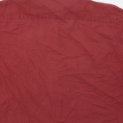 Mens UK Size XL M&S Red  Button-Up Short Sleeve Casual Shirt