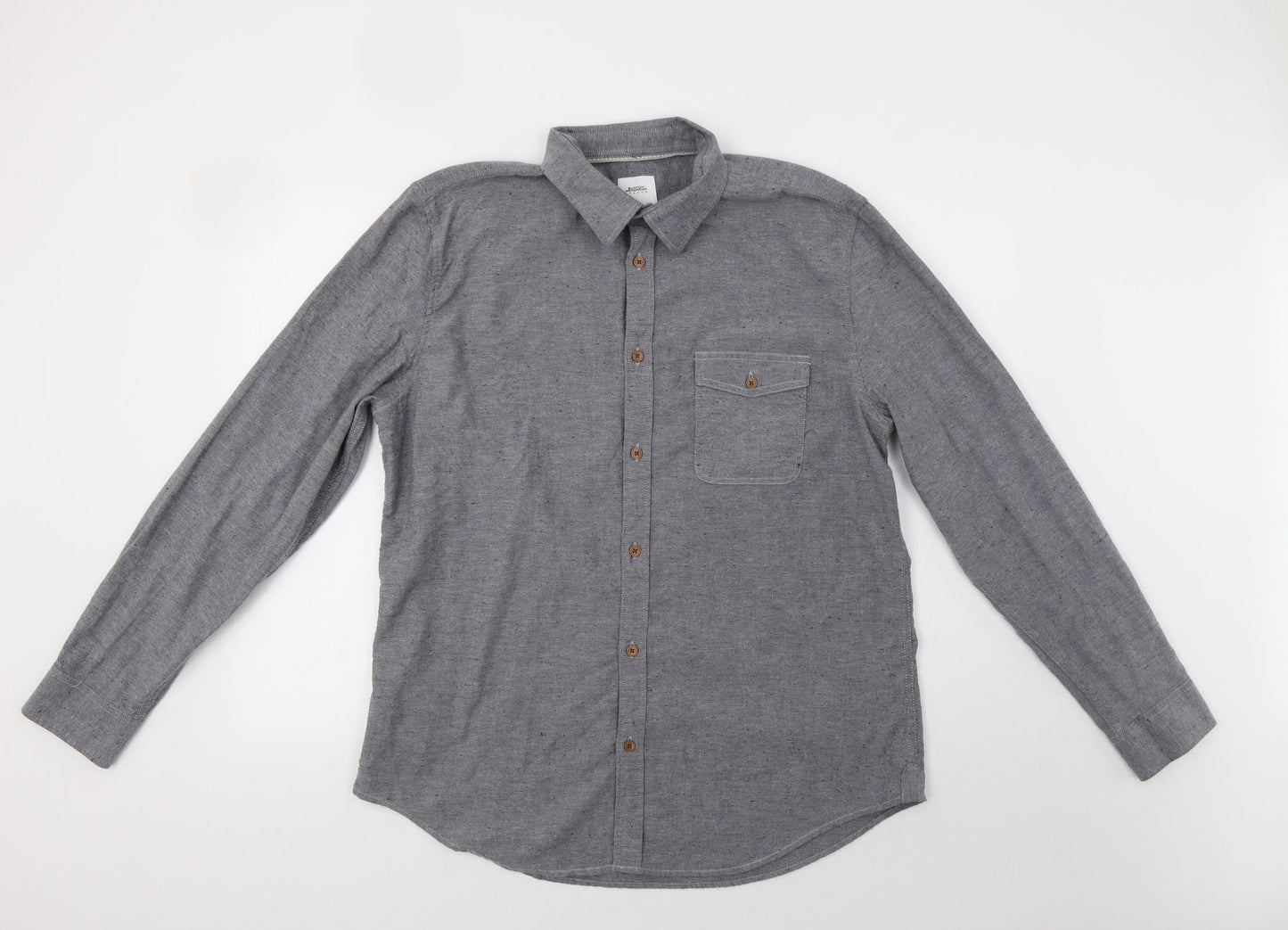 Mens UK Size XL Burton Grey  Button-Up Long Sleeve Casual Shirt