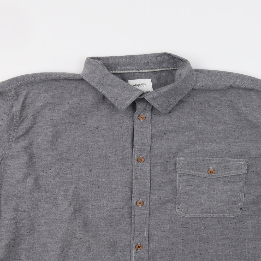 Mens UK Size XL Burton Grey  Button-Up Long Sleeve Casual Shirt