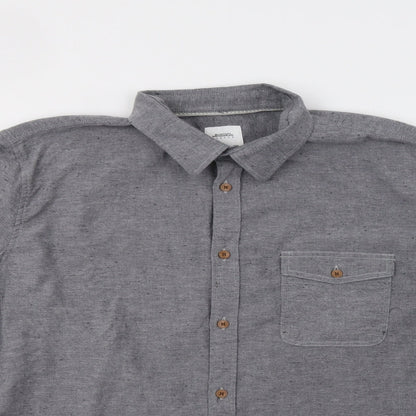 Mens UK Size XL Burton Grey  Button-Up Long Sleeve Casual Shirt