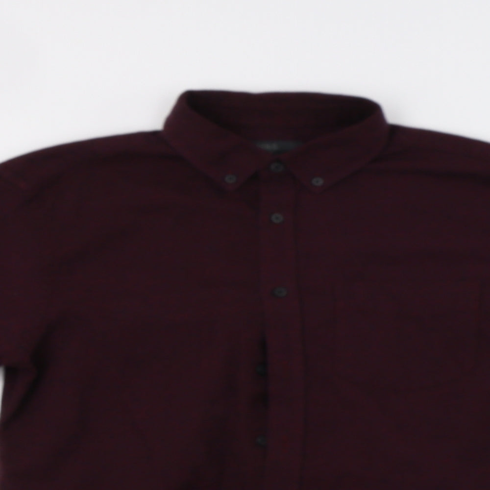 Mens UK Size S M&S Purple  Button-Up Long Sleeve Casual Shirt