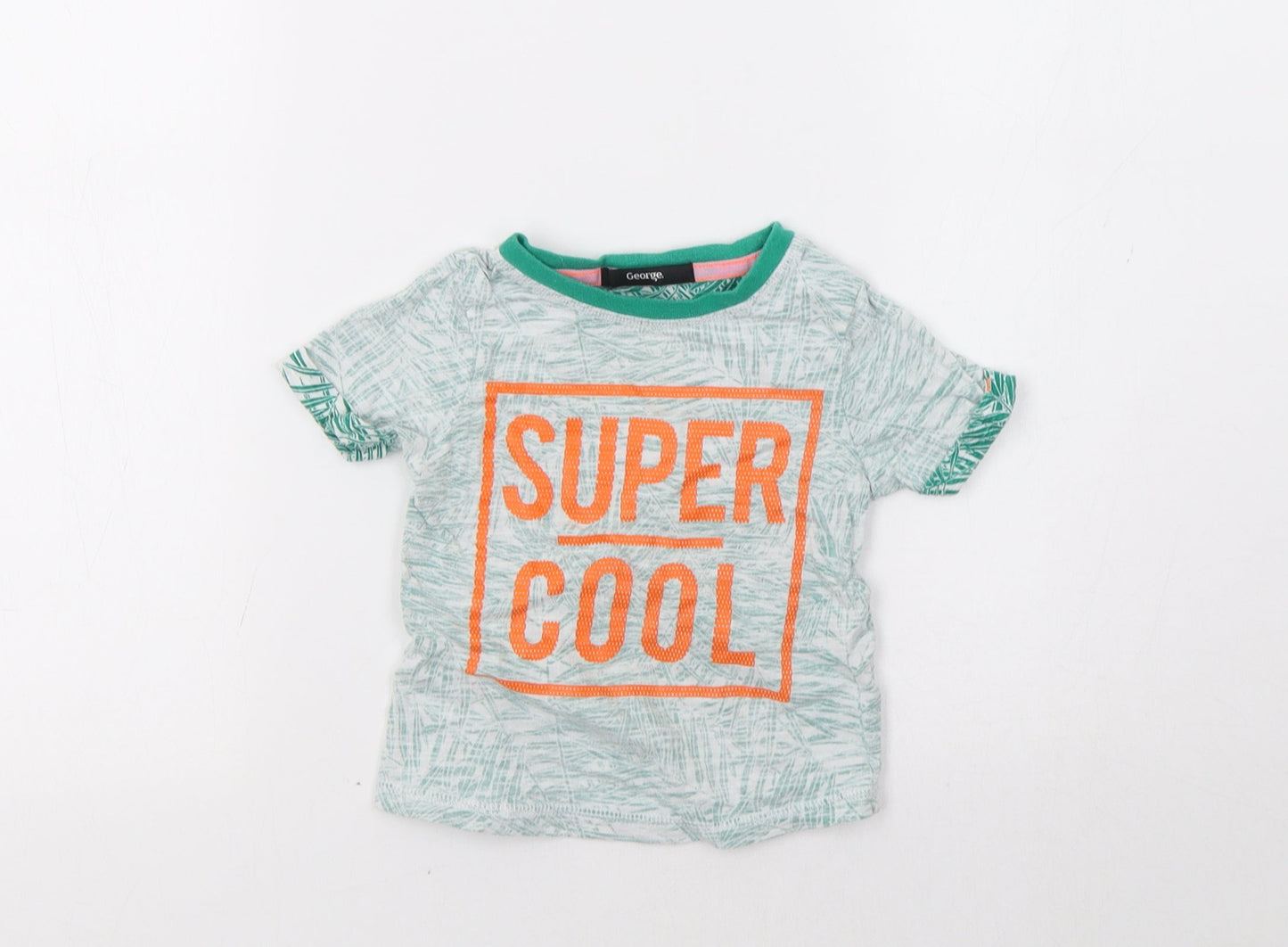 George Baby Green Floral  Basic T-Shirt Size 18-24 Months  - Super Cool