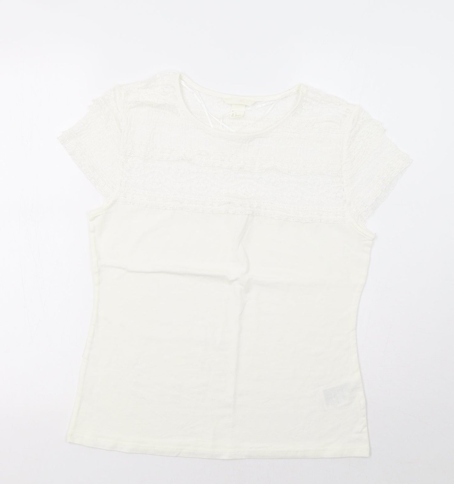 Womens UK Size L H&M Ivory Basic T-Shirt