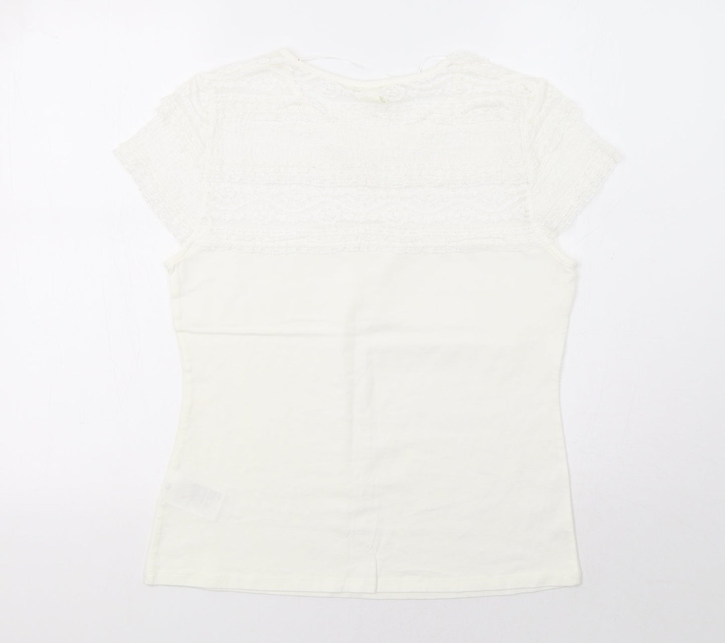 Womens UK Size L H&M Ivory Basic T-Shirt