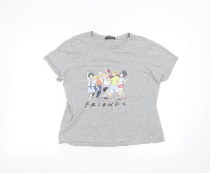 Additional front view of Fancyqube women’s grey basic t-shirt, size L