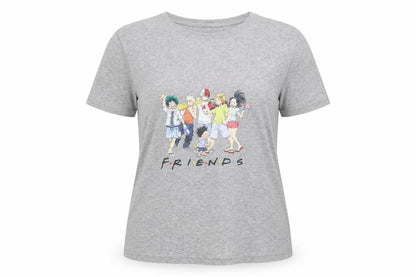 Front view of Fancyqube women’s grey basic t-shirt, size L