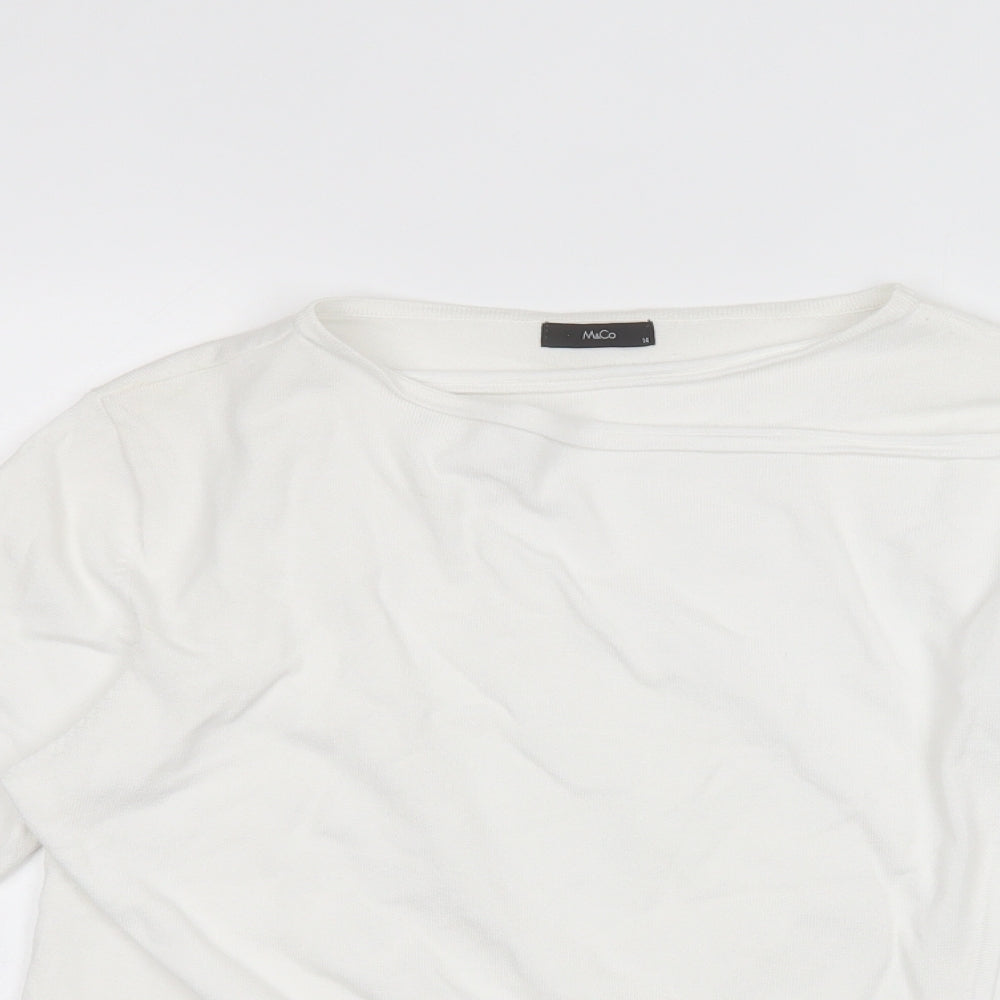 Womens UK Size 14 M&Co White Cardigan Jumper