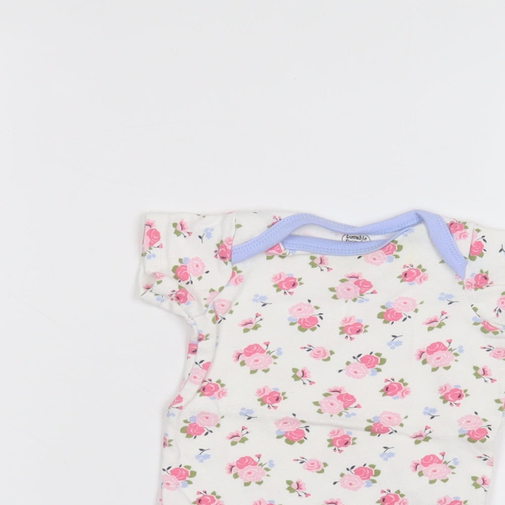Luvable Friends Baby White Spotted  Babygrow One-Piece Size 0-3 Months