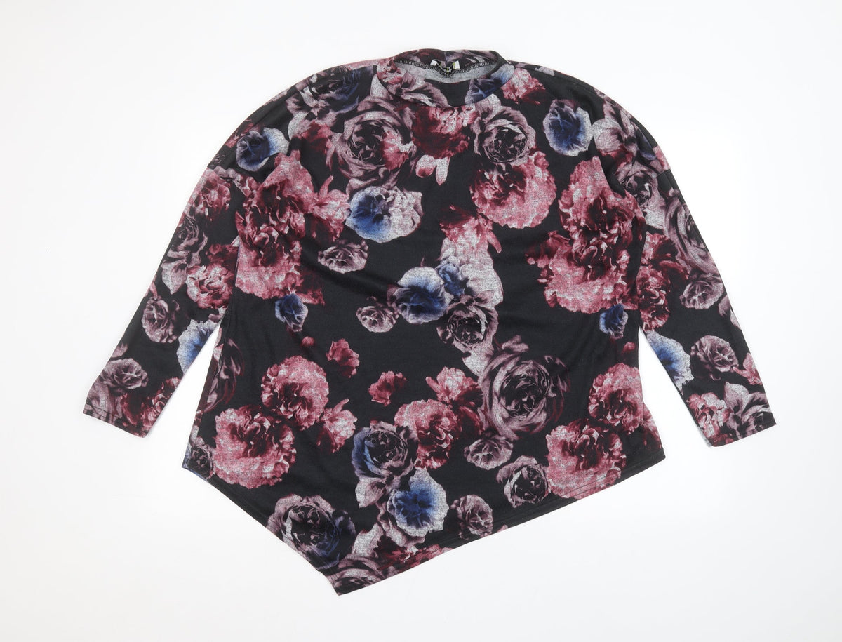 Additional front view of Daisy Eldridge women’s black floral jumper, size XL