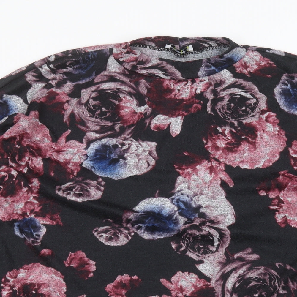 Close-up detail of Daisy Eldridge women’s black floral jumper, size XL