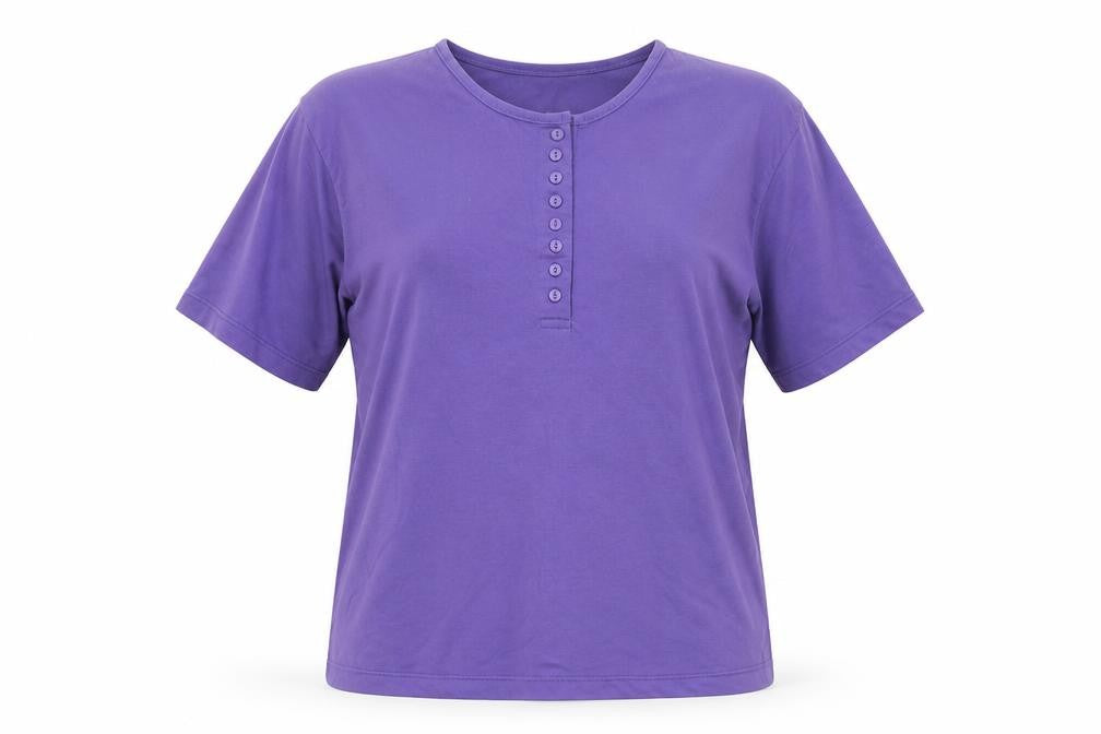 Front view of Prestige women’s purple basic t-shirt one size
