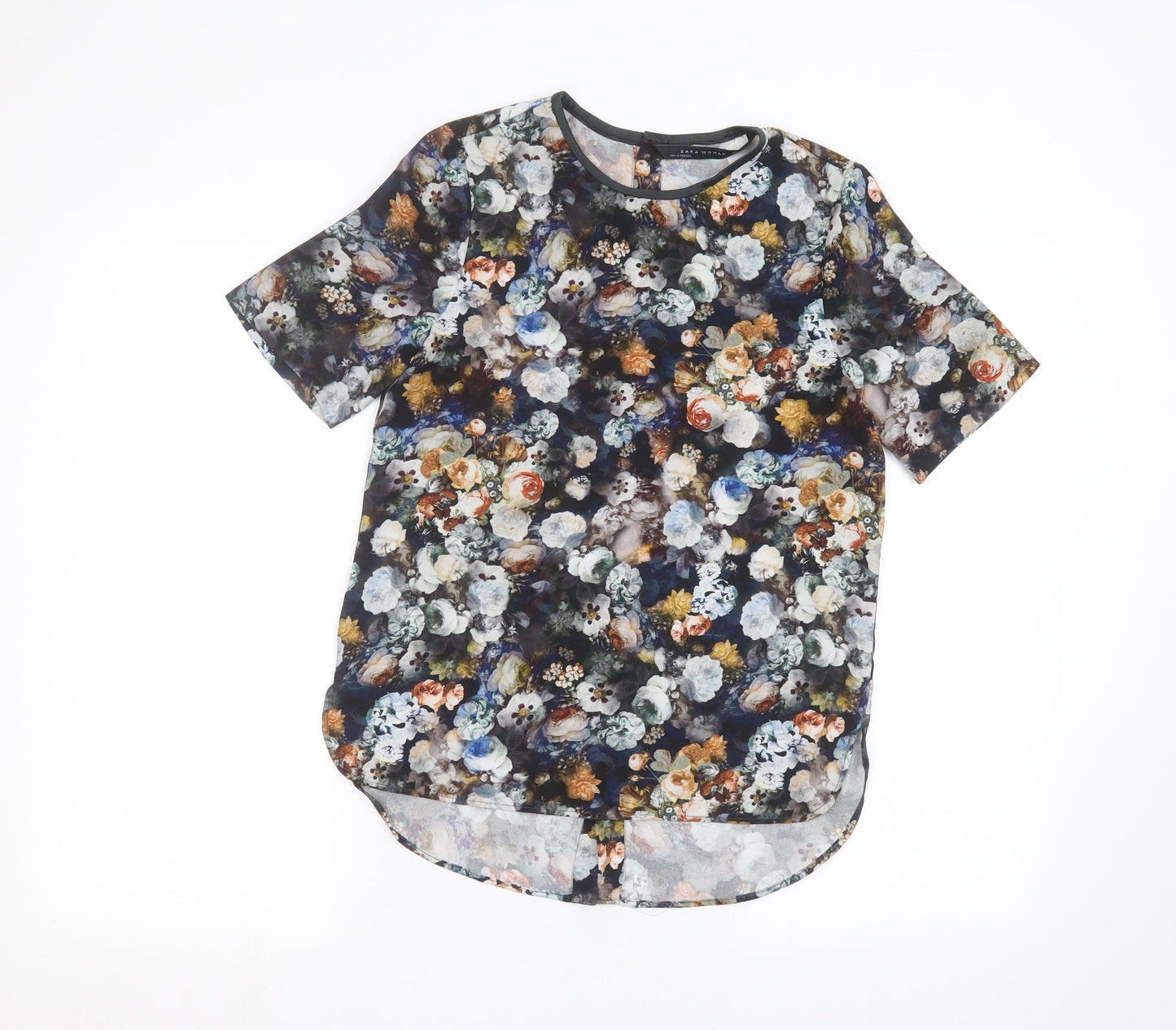 Womens UK Size XS Zara Black Basic Button-Up