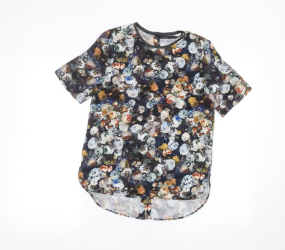 Womens UK Size XS Zara Black Basic Button-Up