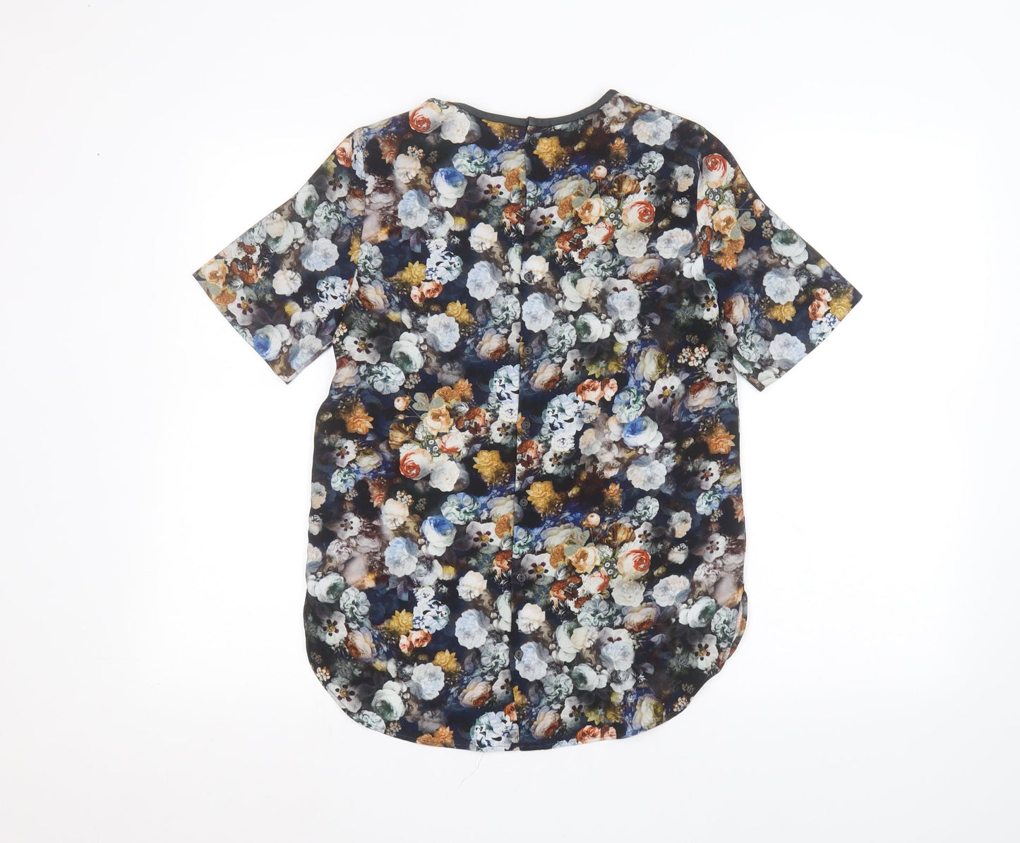 Womens UK Size XS Zara Black Basic Button-Up